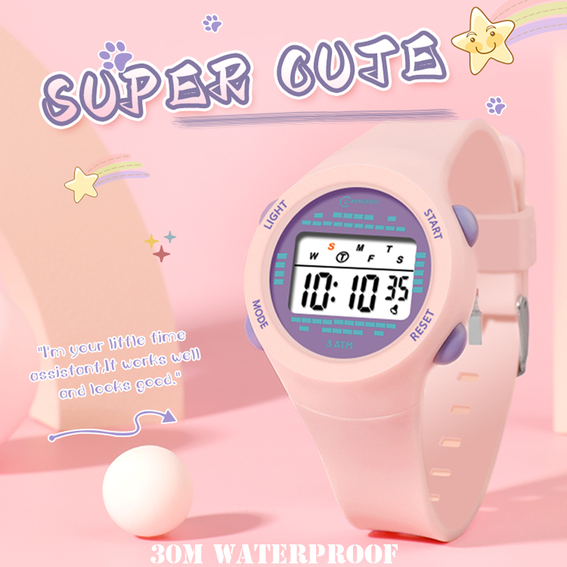Smartwatch Watches For Kid Girl - Relógio eletrônico infantil, relógio rosa fofo