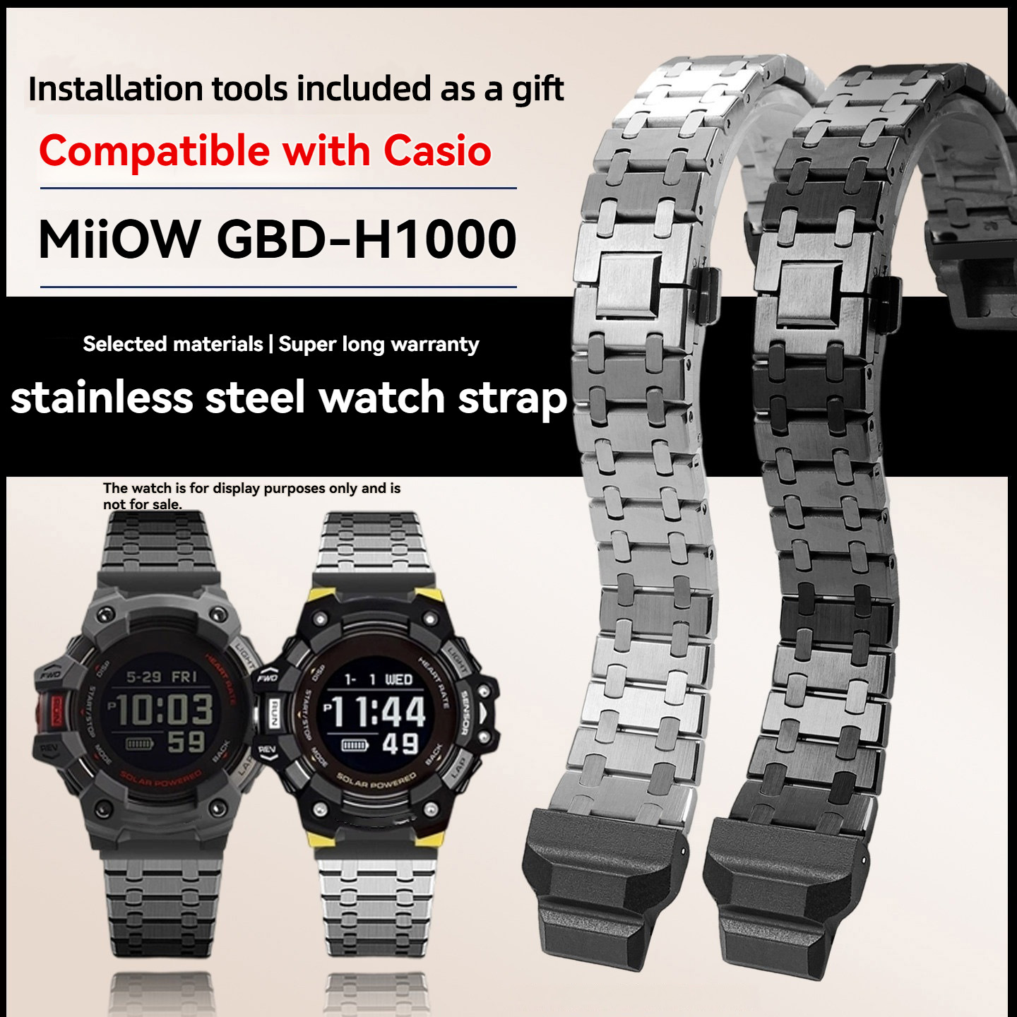 Casio Watches Smartwatch - Pulseira de relógio de aço inoxidável
